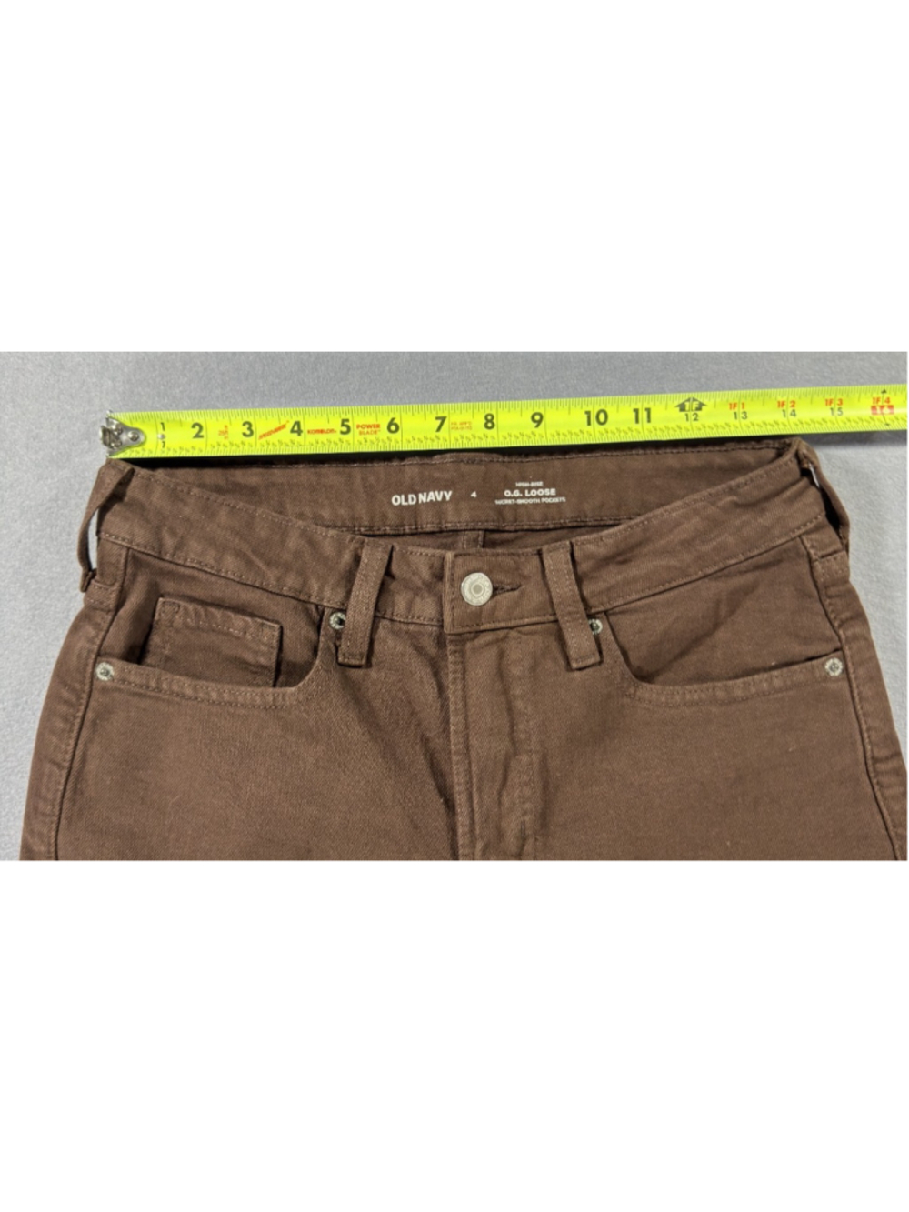 Old Navy Womens 4 High Rise OG Loose Jeans Brown Earthen Cotton Stretch NWOT - Picture 12 of 16